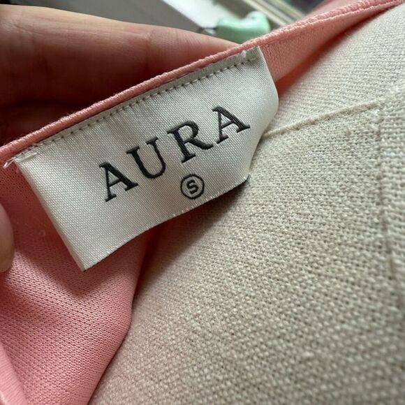 Aura Women's Sleeveless Colorblock Crinkle Maxi Dress Salmon Orange Fuchsia $160 - Picture 7 of 7